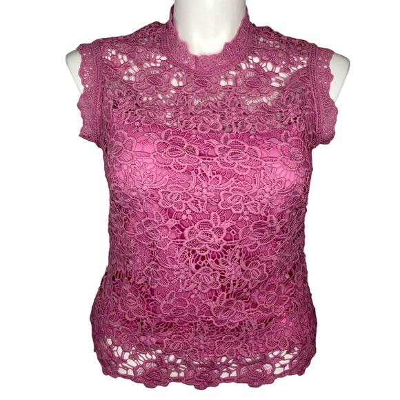 Nanette Nanette Lepore Chateau Rose Lace Tank Top - Size Medium - Picture 2 of 12